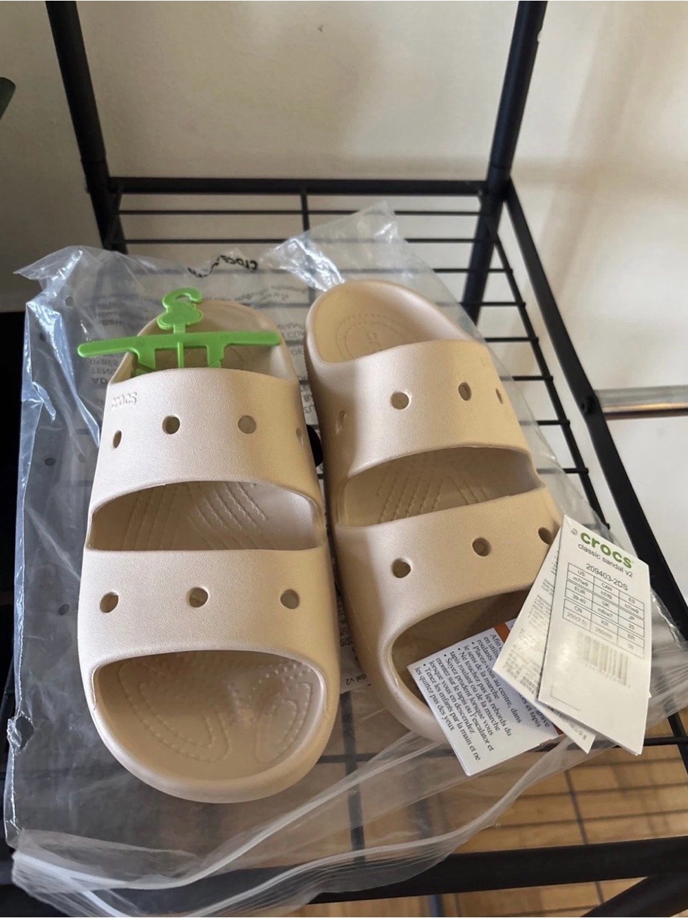CROCS Two-Strap Slide Sandals in Light Pink Beige